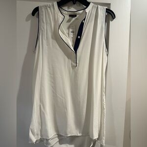New Ann Taylor White with Navy blue trim tank.